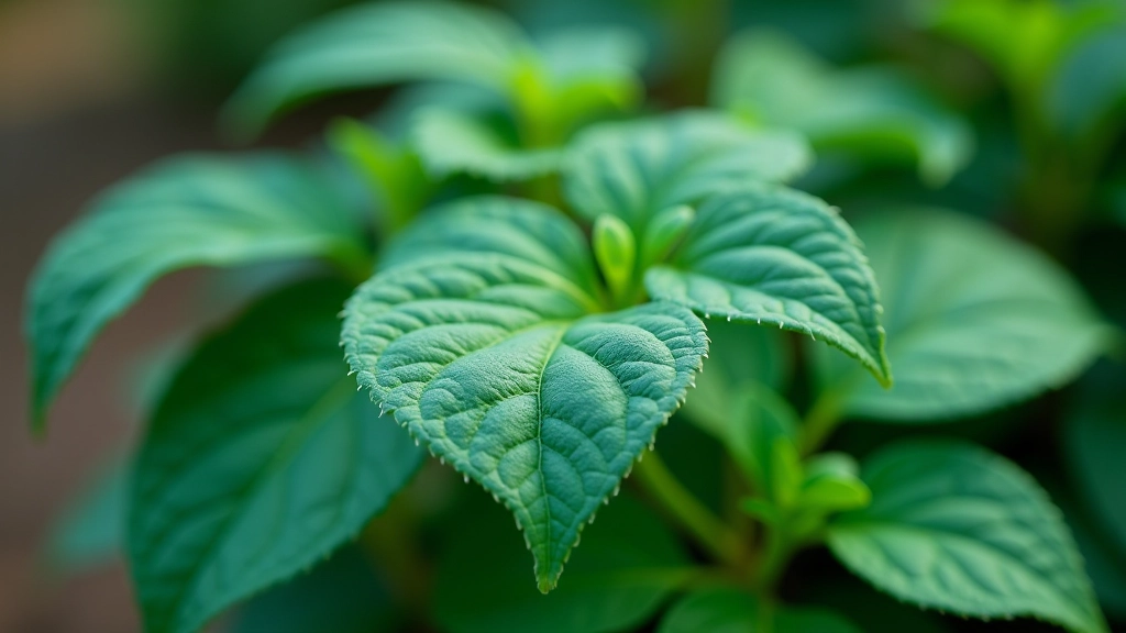Close-up of indigo plant leaves showing the blue-green foliage used to create deep blue dye for cotton and wool textiles